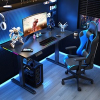 Décoration de salle de jeu Table de jeu de bureau électrique à hauteur réglable avec LED