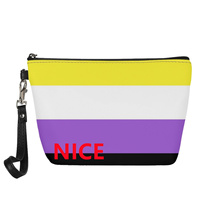 Trousse de Maquillage de Voyage en PU Personnalisée Thème Arc-en-ciel Non-Binaire Gay pour les Voyages, le Rangement de Cosmétiques de Salle de Bain et l'Inventaire de Détail