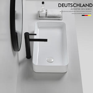 Lavabo Rectangular de Cerámica Deutschland con Drenaje Lateral, Fácil de Limpiar, para Instalación en Encimera de Baño - Product Image 2