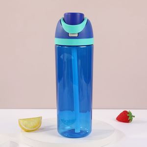 Tritan High Quality Double <b>Drinking</b> <b>Straw</b> Transparent <b>Plastic</b> Pop-Up Lid Travel Fruit Cup 750Ml Fitness Sports Water Bottle - Product Image 6