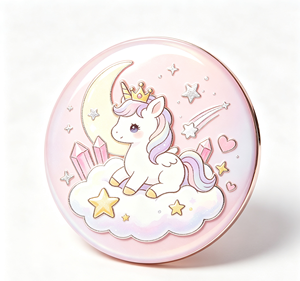 เข็มกลัดโลหะรูปยูนิคอร์นน่ารักเคลือบแข็งแบบวงกลม ของสะสมตกแต่งศิลปะ - Product Image 2
