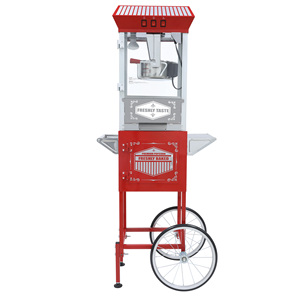 เครื่องทำป๊อปคอร์นแบบโรงภาพยนตร์ รุ่น XH-P831 พร้อมรถเข็นและหม้อขนาด <span class=keywords><strong>12</strong></span> ออนซ์ - สีแดง สไตล์วินเทจ ติดล้อ - Product Image 1