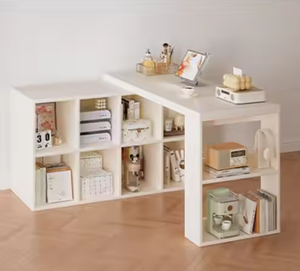 Moderno ahorro de espacio organizado versátil <span class=keywords><strong>blanco</strong></span> en forma de L <span class=keywords><strong>Escritorio</strong></span> de esquina de <span class=keywords><strong>madera</strong></span> con almacenamiento abierto para oficinas en casa y dormitorios - Product Image 6