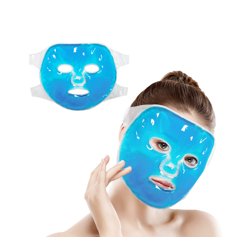 Paquete de hielo para cara completa, paquete de Gel de PVC suave y amigable para Spa, terapia fría y caliente, almohadilla fresca para ojos con agujeros para la boca