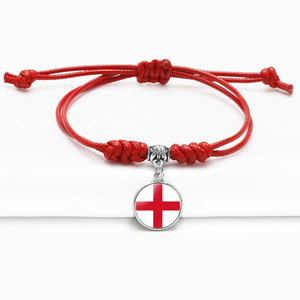 Nouveaux accessoires Bracelet en kevlar pour femme avec motif du drapeau national de la Serbie Pierre naturelle Rubis rouge Corde à main Longueur Modèle Yiwu 270062 - Product Image 1