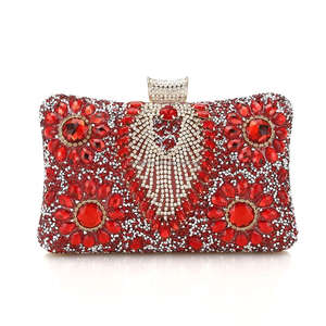 Women PU Square Fashion Clutch with Chain Strap Crystal and Rhinestone Evening <b>Wedding</b> Bridal <b>Handbag</b>-Eco-Friendly - Product Image 1