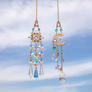 Campana de Viento de Cristal con Diamantes de Colores Colgantes, <span class=keywords><strong>Sol</strong></span> y Luna, Arcoíris para Jardín, Adorno Hecho a Mano para Decoración de Pared <span class=keywords><strong>del</strong></span> Hogar - Product Image 5