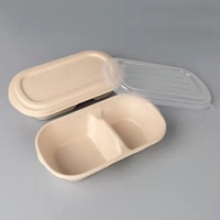 Boîte à lunch jetable biodégradable en pulpe de canne à sucre, contenant alimentaire à emporter