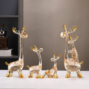 Happy Family Deer ห้องรับแขกห้องเก็บไวน์ตู้ทีวีคริสตัลเลียนแบบบ้านใหม่ของขวัญขึ้นบ้านใหม่ - Product Image 4