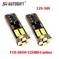 Haute qualité T10 CANBUS 3030 12SMD LED blanc jaune voiture côté feu arrière ampoule sans erreur W5W 194 168 12V-50V rouge vert bleu