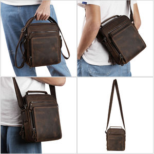 Sac en cuir Andong pour homme, sacs bandoulière en cuir véritable pour homme, sacs messager en cuir Crazy Horse, sac à main pour homme - Product Image 6