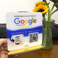 Station NFC programmable 215 carrée pour carte de commentaires Google, code QR modifiable, 13,56 MHz, sur pied