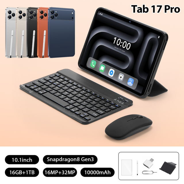 1-Year-Warranty Tab 17 Pro Android Tablet 10.1" HD Screen 8 Gen3 16GB+1TB 10000mAh 16MP+32MP Camera 5G