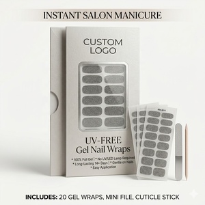 <span class=keywords><strong>Kit</strong></span> de 20 Tiras de <span class=keywords><strong>Uñas</strong></span> de Gel Plateadas con Purpurina No Tóxicas, 100% Gel Completo Sin UV, Larga Duración 14+ Días, <span class=keywords><strong>Uñas</strong></span> Postizas a Presión, Venta al por Mayor - Product Image 1