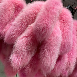 Giacca di pelliccia di lusso invernale soffice giacca di pelliccia di volpe naturale sciarpa da donna cappotti di coda di pelliccia rosa - Product Image 6