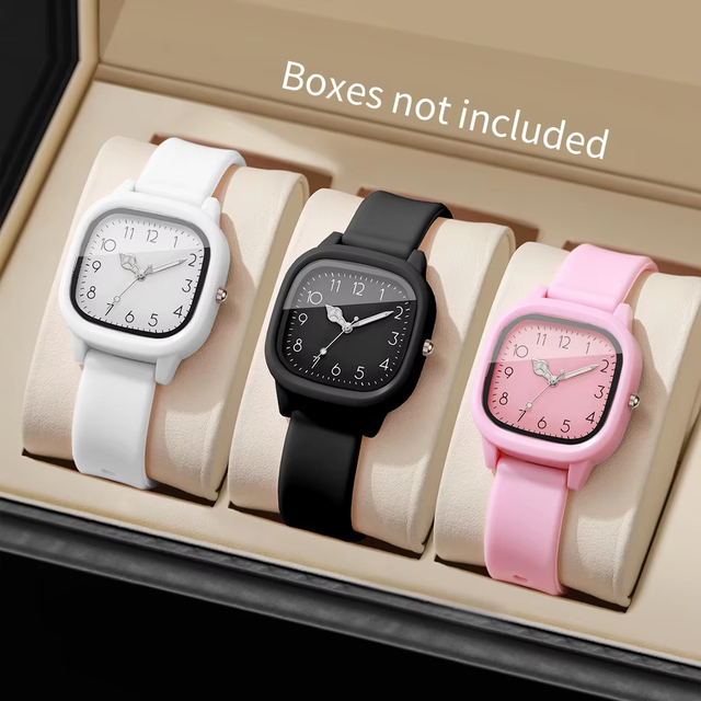 3PCS/Set Ladies Silicone Strap Watch Fashion Arabic Dial Women Quartz Watches Girls Clock Reloj Mujer