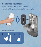 Fuente de Agua Eléctrica Fría de Acero Inoxidable Montada en la Pared con Sensor de Activación Sin Contacto y Manos Libres para Llenado de Botellas