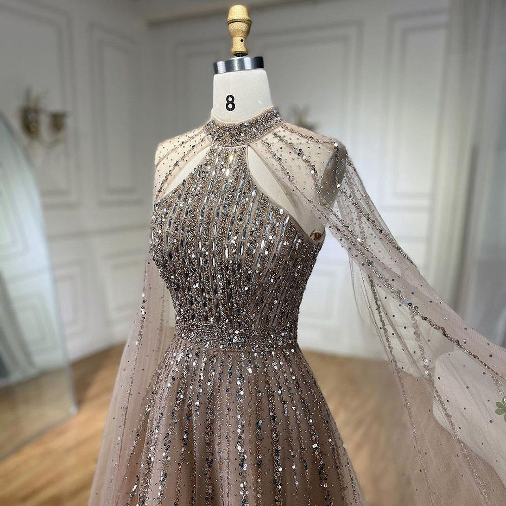 luxury dubai nude arabic evening dress green