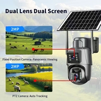 Cámara de Seguridad Inalámbrica con Energía Solar Tuya Smart Life 4MP 6MP 4K de Doble Lente, WiFi para Exteriores, PTZ, con IA y Seguimiento Humano