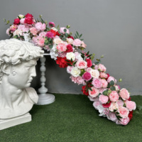 W-FR038 gros jaune soie Rose fleur chemin Table centres de table 200cm fleur artificielle chemin pour la décoration de scène de mariage