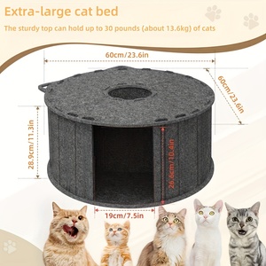 Modern Sustainable Sound-Absorbing Felt Cat Hideaway Collapsible Enclosed Cat Cave & Cozy Indoor Play Tunnel Print Design - Product Image 3