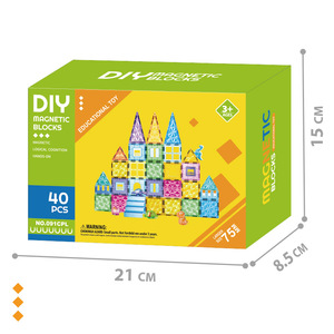 Blocs <span class=keywords><strong>de</strong></span> <span class=keywords><strong>construction</strong></span> magnétiques puissants, ensemble <span class=keywords><strong>de</strong></span> 40 pièces |   Tuiles en diamant 3D colorées |   Jouet <span class=keywords><strong>de</strong></span> <span class=keywords><strong>construction</strong></span> éducatif STEM pour enfants |   Plastique sûr - Product Image 2