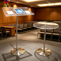 Pupitre en plexiglas transparent avec support en acier, design moderne, mobilier de théâtre pour extérieur, école, église