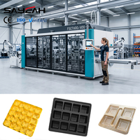 Volledig automatische 3-stations plastic thermoformmachine voor chocoladeverpakkingsbakjes van PP/PET/PVC/PS materialen