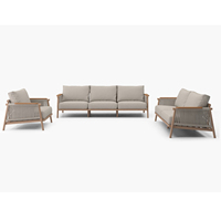 AJUNION Ensemble de canapés d'extérieur en aluminium grain de bois meubles de jardin de luxe chaise longue canapé sectionnel ensemble de meubles de patio