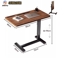 Bureau d'ordinateur portable réglable en hauteur pour télétravail, chariot mobile pliable pour PC, table d'appoint pour lit et canapé