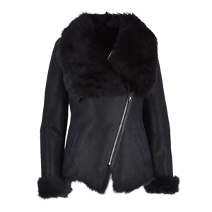 Manteau à capuche en peau de mouton noir, veste en cuir OEM pour femme, livraison mondiale, veste en peau de mouton directement de l'usine - Product Image 1