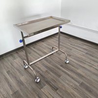 Chariot médical professionnel en acier inoxydable, réglable en hauteur, avec plateau chirurgical et roues, pour USI
