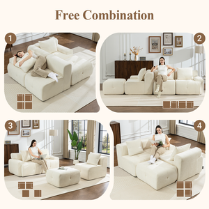 Drop Shipping Meroow MS1 Convertible L-Shaped <b>Sofa</b> with Ottoman, Wood-Free Quiet Design Couch UK Local Stock - Product Image 5