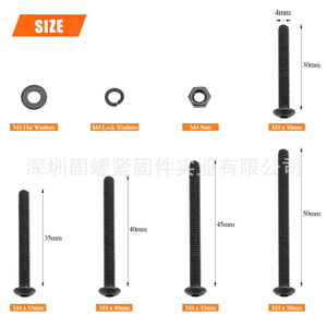 10.9 Grade Alloy Steel M4 Button Head Socket Cap Screws Nuts Washers Kit 200 Pieces - Product Image 2