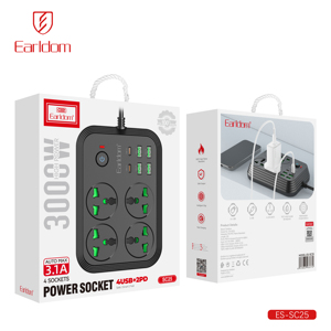 Earldom 3000W văn phòng nhà EU cắm ổ cắm 2m mở rộng dải điện với 2pd 4 cổng USB 4 dải điện với bảo vệ quá tải - Product Image 6