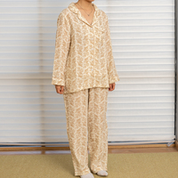 Ensemble de pyjama en coton à imprimé floral léger et doux personnalisé de style vintage pour filles et femmes