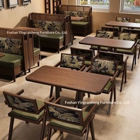Ensemble de mobilier de restaurant en bois massif d'Asie du Sud-Est, avec banquette murale et tables, pour usage commercial (Hot Pot, Thé, Café)