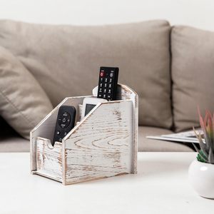 VERGOODR Organizador <span class=keywords><strong>de</strong></span> Escritorio Portátil <span class=keywords><strong>de</strong></span> Madera Rústica con 3 Ranuras para Controles Remotos, Organizador <span class=keywords><strong>de</strong></span> Suministros <span class=keywords><strong>de</strong></span> Oficina, <span class=keywords><strong>Caja</strong></span> <span class=keywords><strong>de</strong></span> Almacenamiento para Bolígrafos - Product Image 3