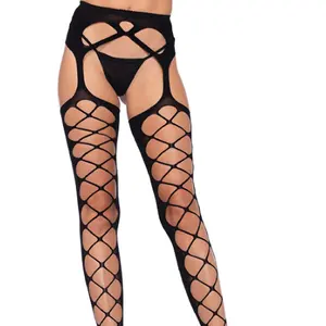 Free Size Lady Body Fishnet Tights Suspender Pantyhose Waist Sexy Stockings