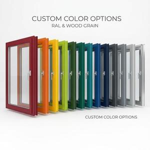 หน้าต่างอลูมิเนียมแบบ Tilt Turn สี RAL ตามสั่ง เคลือบด้วยผงเคลือบสี  ฮาร์ดแวร์ <span class=keywords><strong>CMECH</strong></span>/Kinlong  ฉนวนกันความร้อนและเสียง สำหรับบ้านพักตากอากาศ - Product Image 1