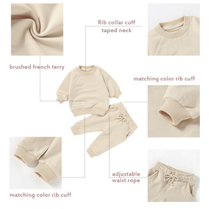 2025 bán buôn pháp Terry dài tay áo hàng đầu và quần Set mềm cotton hữu cơ bé Toddler Tracksuit - Product Image 2