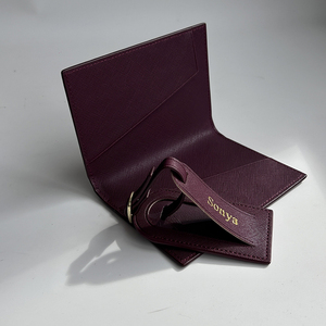 Set Porta <span class=keywords><strong>Passaporto</strong></span> e Etichetta Bagaglio in Pelle Saffiano con Logo Personalizzato - Product Image 2