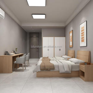 Factory Direct Sale Cost-Effective Apartment Bedroom Furniture Sets <b>Solid</b> <b>Wood</b> Twin Beds with <b>Desk</b> Chair Nightstands & Wardrobe - Product Image 1