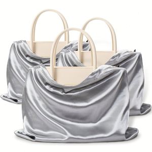 Sacs à cordon en satin de luxe de haute qualité pour sacs à main, chaussures, perruques, sacs de rangement anti-poussière en soie satinée avec logo personnalisé - Product Image 4