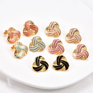 Pendientes de nudo celta, aretes coloridos de acero inoxidable, chapados en oro, esmaltados, para mujer, joyería de metal para fiestas - Product Image 2