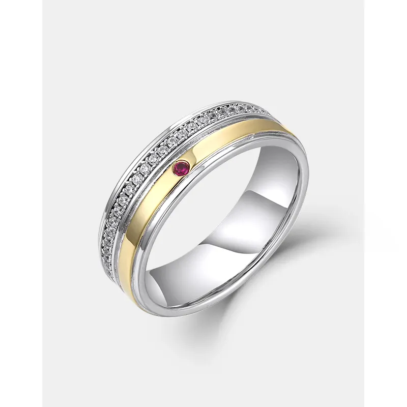 Bague de mariage chic unisexe, 13mm, en argent Sterling 925, double plaqué or, Zircon AA