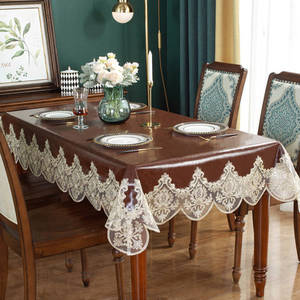 Nappe en cuir Pvc résistant à l'huile nappe de décoration anti-taches nappe en <span class=keywords><strong>toile</strong></span> <span class=keywords><strong>cirée</strong></span> ronde facile d'entretien imperméable tissé imprimé - Product Image 6