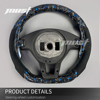 Volant en fibre de carbone forgé avec LED bleues personnalisées pour Mercedes-Benz W204 W212 AMG CLA GLA C E 350 550 63 45 SL 2011-2015