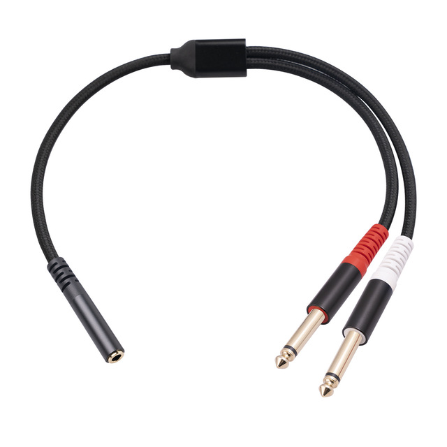 Male Jack AUX Audio Splitter Cable Female 3.5mm to Dual 6.35mm Gold PVC Polybag Combination Stock Bare Copper 001 2.2mm Cooyear