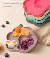 Assiette repas bébé en silicone platine, motif patte d'ours, grande, avec ventouse et compartiments, plateau d'alimentation pour enfants, vaisselle pour enfants
